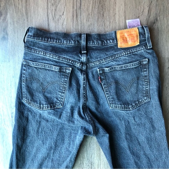 Levis Premium 501 Jeans Womens 28x27 Black Distressed Button Fly Modern BIG E - Picture 4 of 10